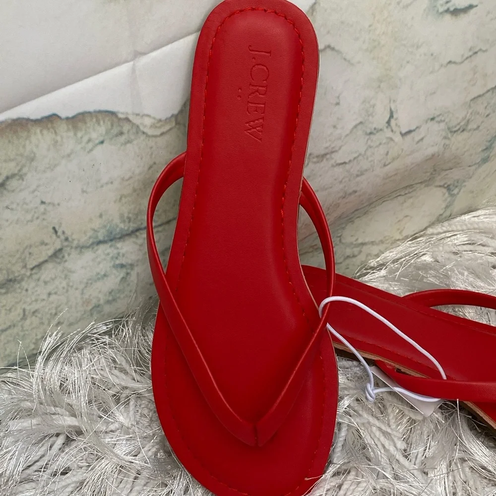 New J. Crew Fire Cracker Red Flip Flops - Picture 2 of 7